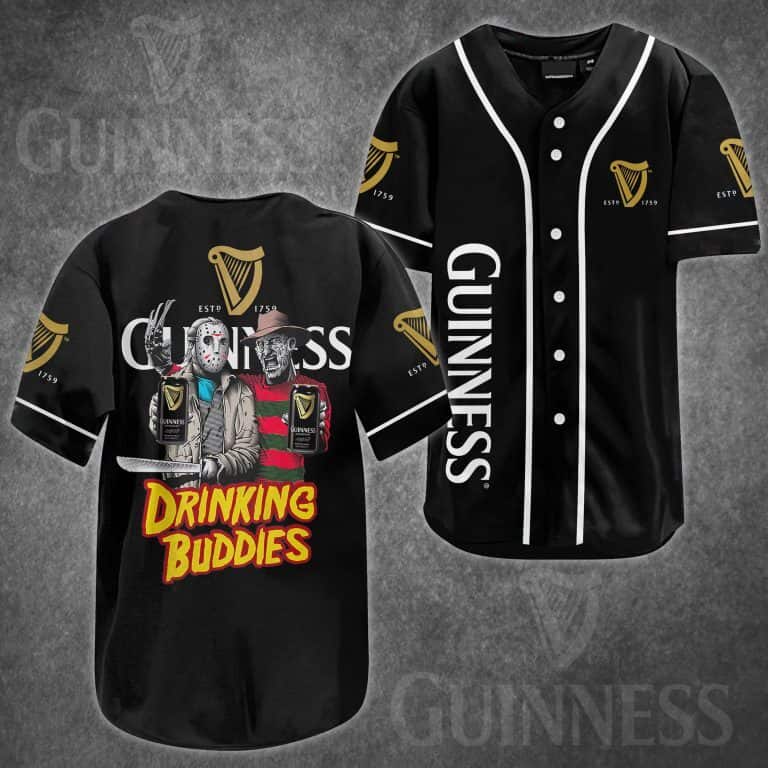 Jason Voorhees And Freddy Krueger Drinking Buddies Guinness Beer Baseball Jersey Jason Voorhees And Freddy Krueger Drinking Buddies Guinness Beer Baseball Jersey