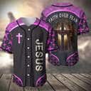 Purple Jesus Baseball Jersey Faith Over Fear Purple Jesus Baseball Jersey Faith Over Fear
