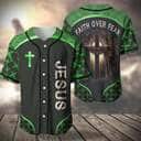 Green Jesus Baseball Jersey Faith Over Fear