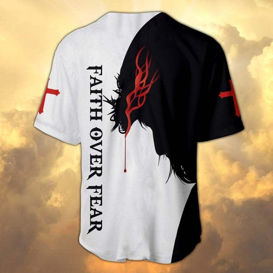 Jesus Baseball Jersey Faith Over Fear Christian Gift For Men