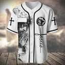 White Jesus Baseball Jersey Christian Cross Angel Wings Pattern