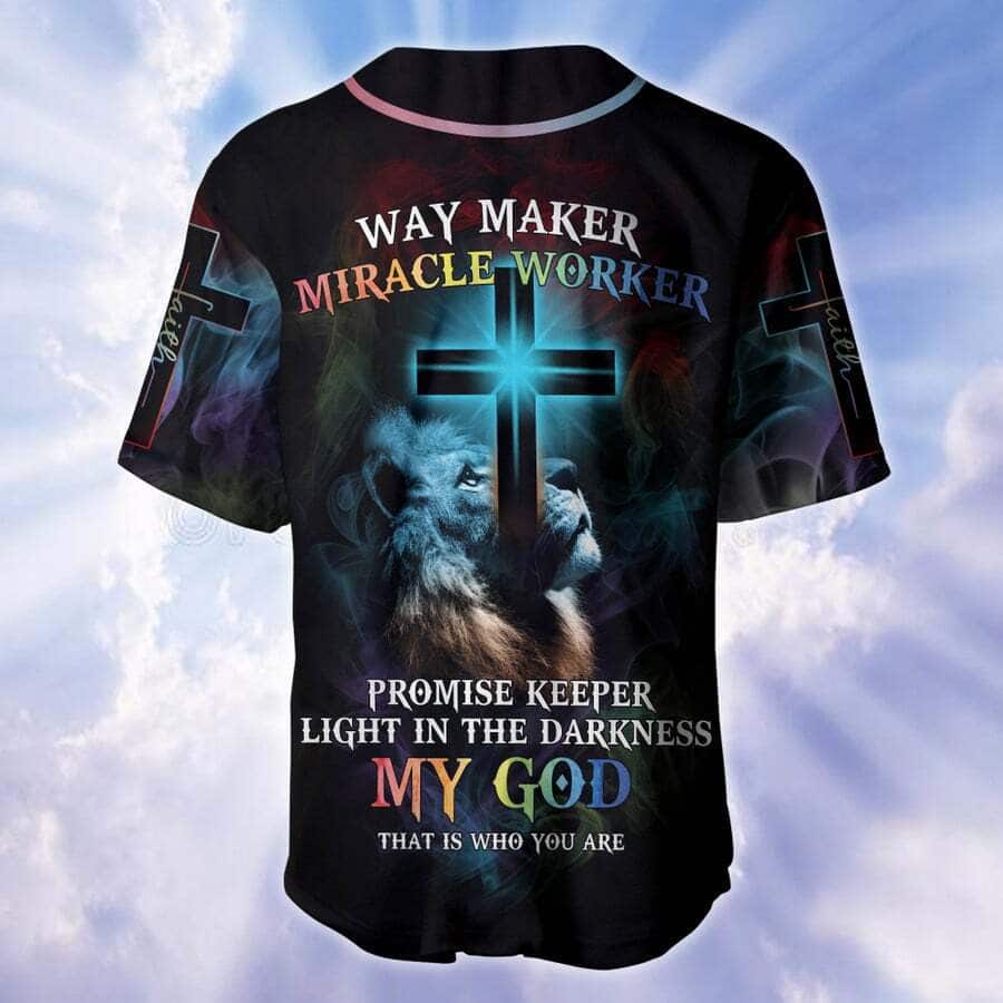 Jesus Baseball Jersey Way Maker Miracle Worker Promise Keeper Light In The Darkness