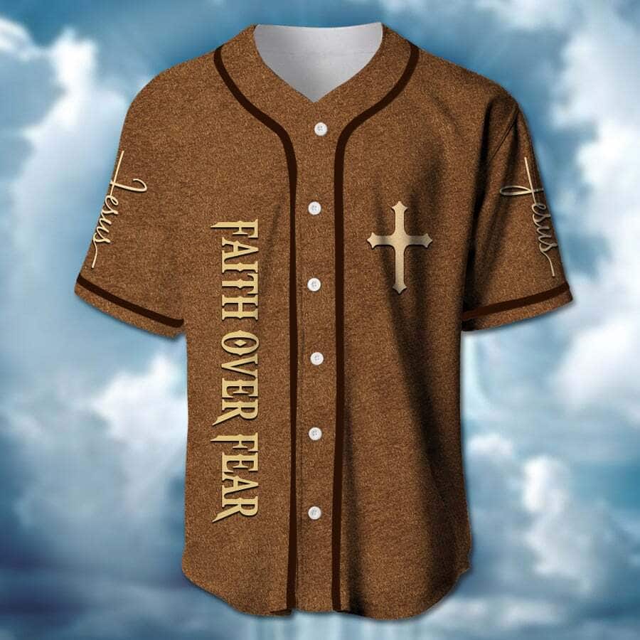 Jesus And Lion Baseball Jersey Faith Over Fear Jesus And Lion Baseball Jersey Faith Over Fear