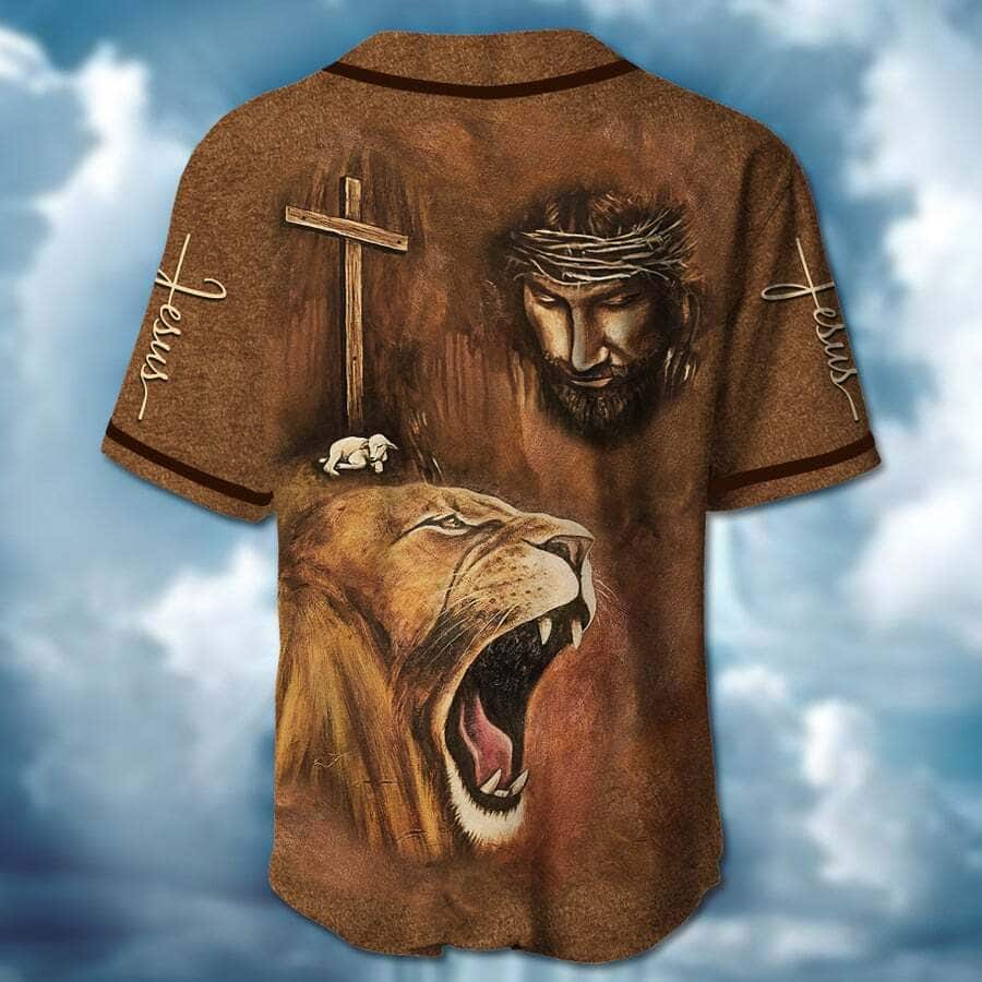 Jesus And Lion Baseball Jersey Faith Over Fear Jesus And Lion Baseball Jersey Faith Over Fear