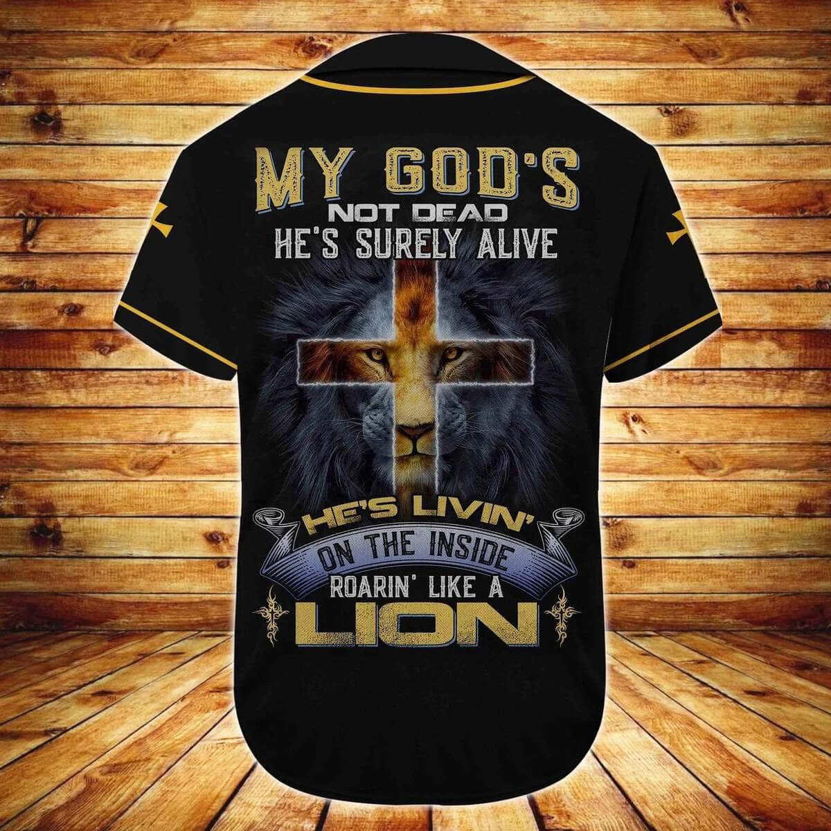 Personalized Jesus Christ Baseball Jersey Cross Lion My God's Not Dead Custom Name