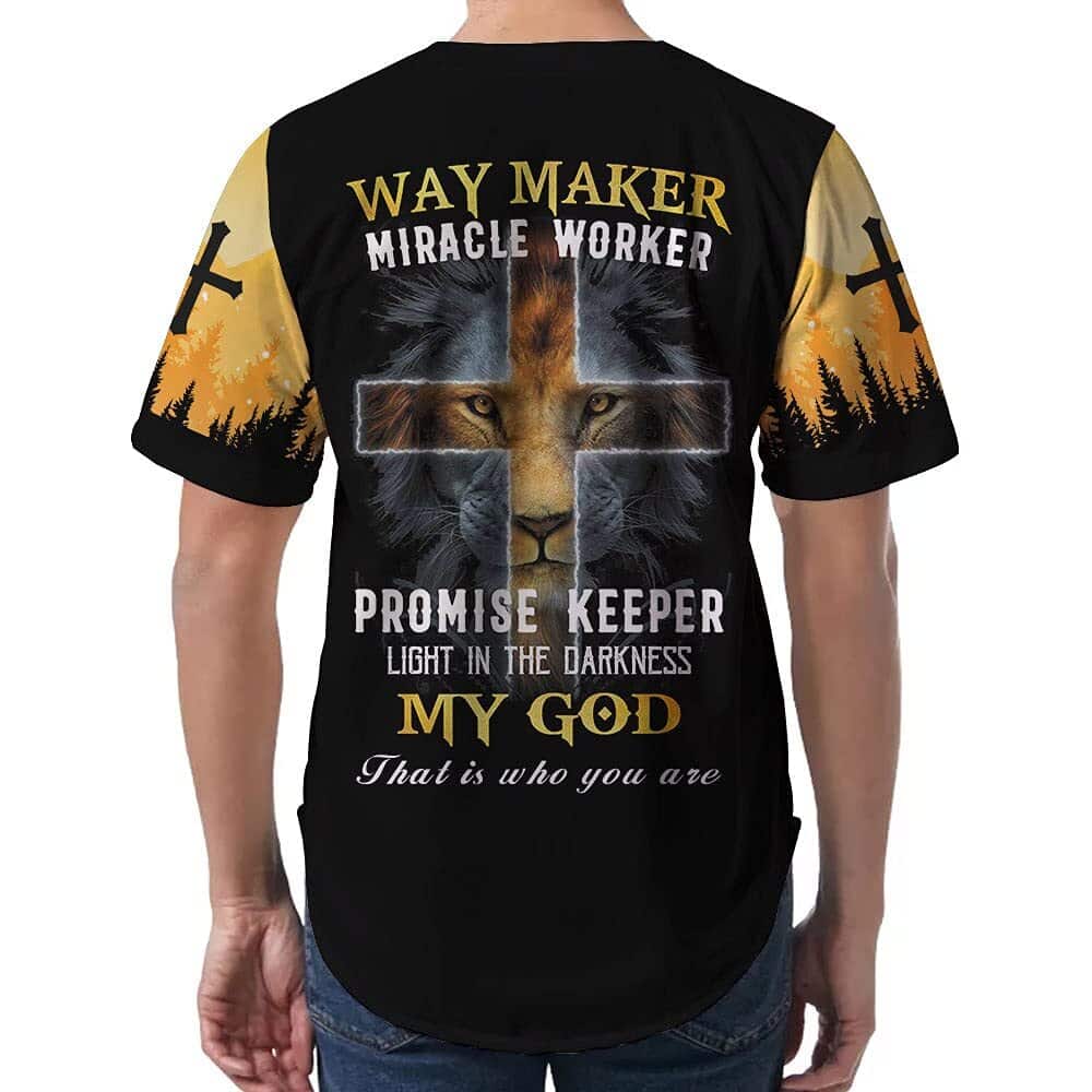Way Maker Miracle Worker Promise Keeper Light In The Darkness Jesus Baseball Jersey