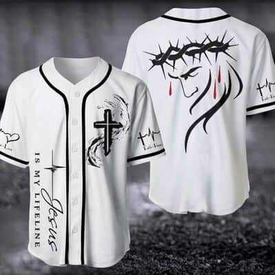 Jesus Is My Lifeline White Baseball Jersey