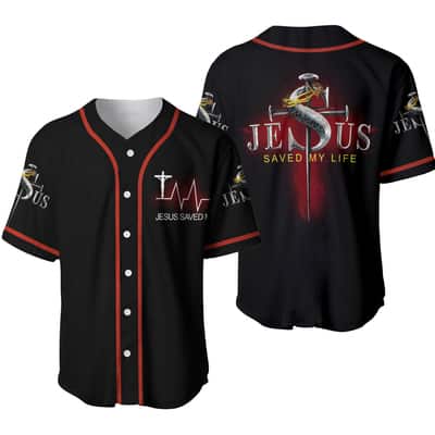 Jesus Saved My Life Baseball Jersey Christian Gift For Men