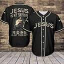 Jesus Is My Savior Baseball Jersey Riding Is My Therapy