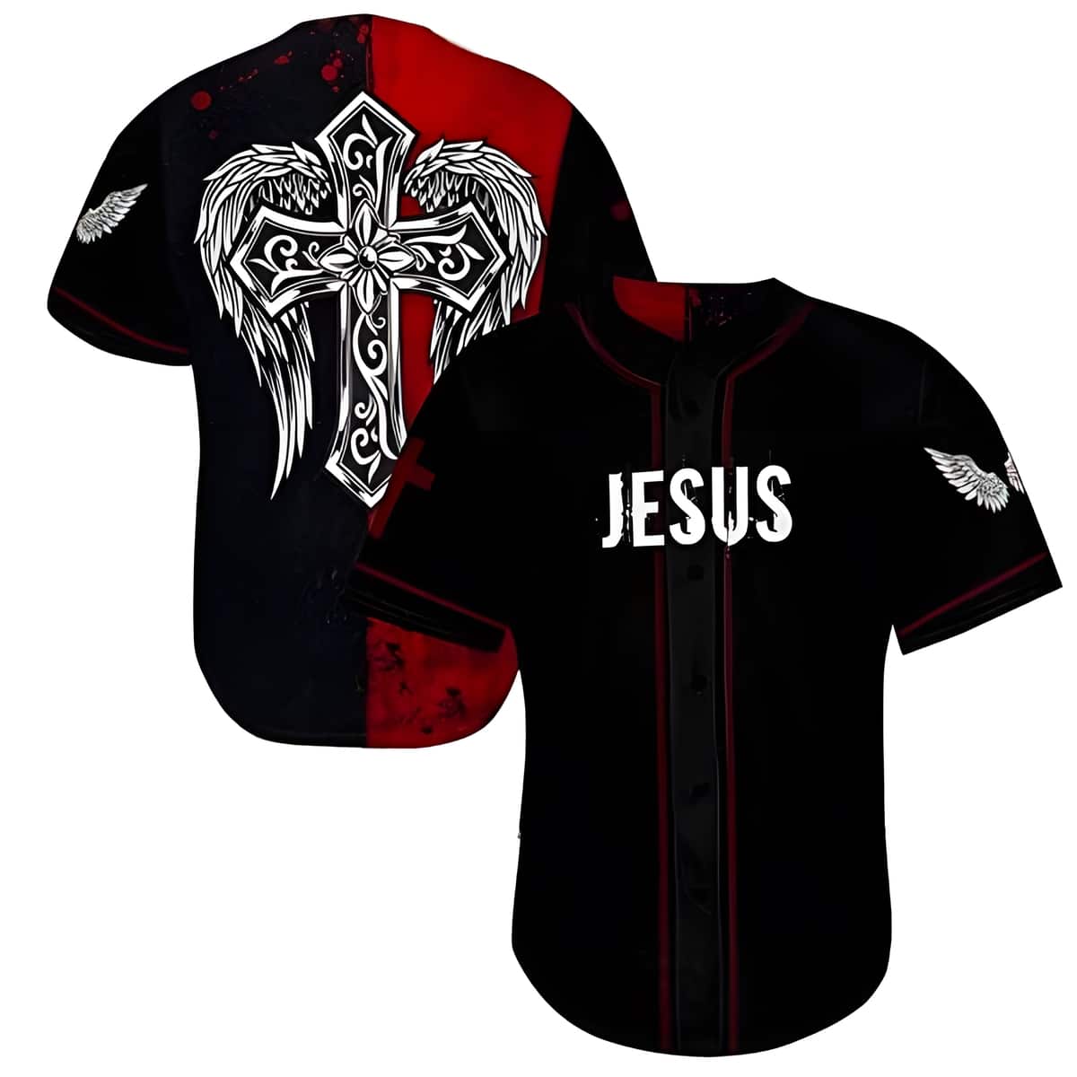 Faith Cross Wing Of Jesus Baseball Jersey Faith Cross Wing Of Jesus Baseball Jersey