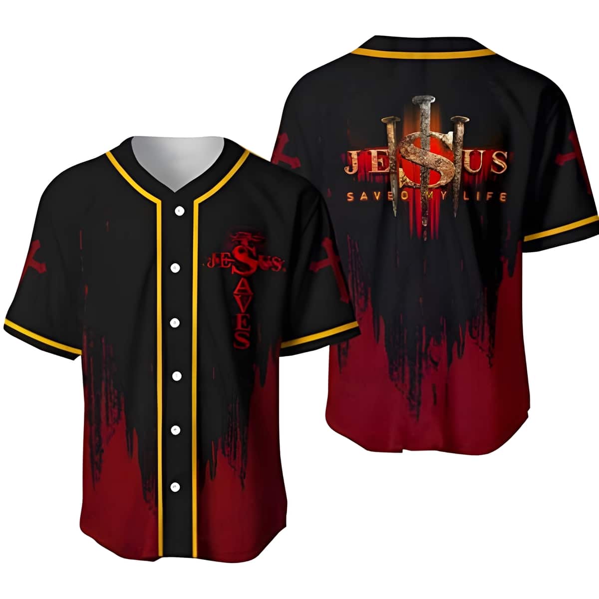 Jesus Saved My Life Multicolor Baseball Jersey Jesus Saved My Life Multicolor Baseball Jersey