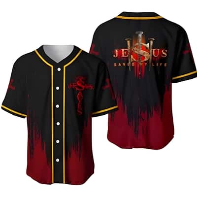 Jesus Saved My Life Multicolor Baseball Jersey