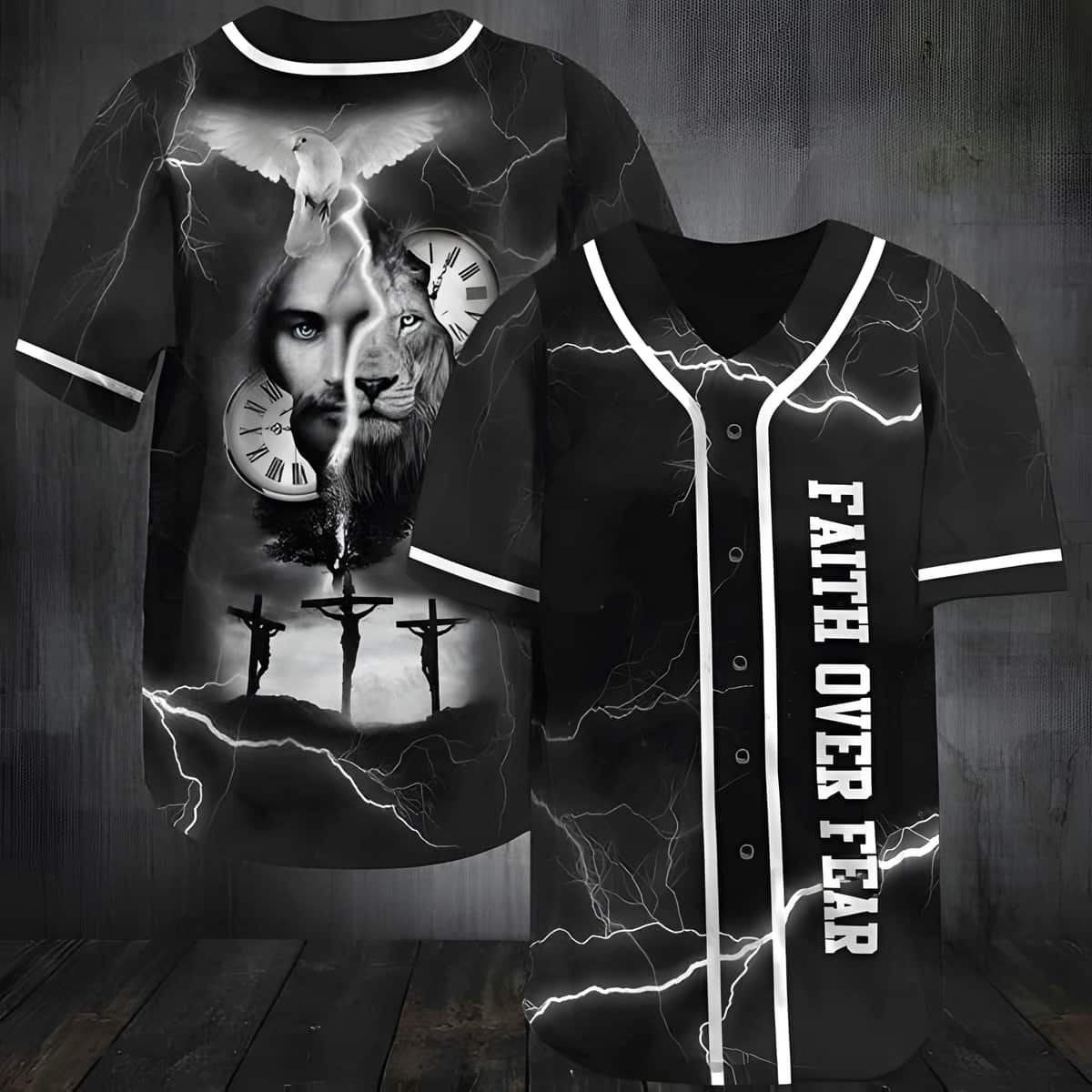 Jesus Baseball Jersey Lion Time Faith Over Fear Best Christian Gift Jesus Baseball Jersey Lion Time Faith Over Fear Best Christian Gift