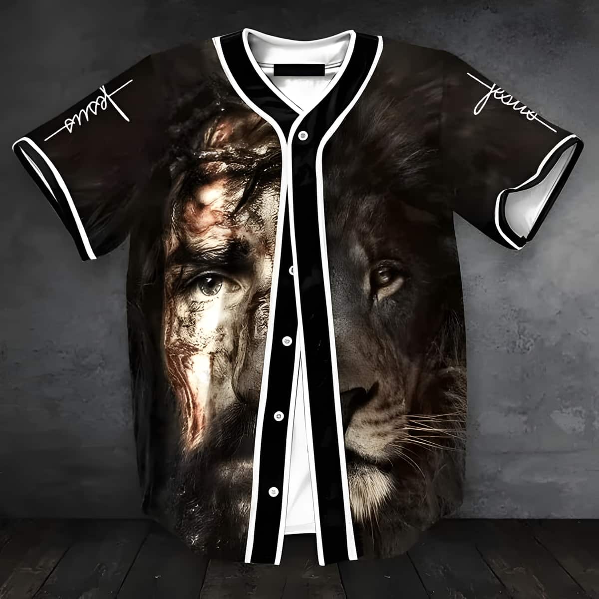 Lion Christian Jesus Baseball Jersey All Over Print Lion Christian Jesus Baseball Jersey All Over Print