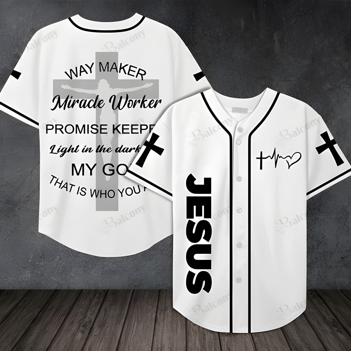 Jesus Baseball Jersey Way Maker Promise Keeper Light In The Darkness