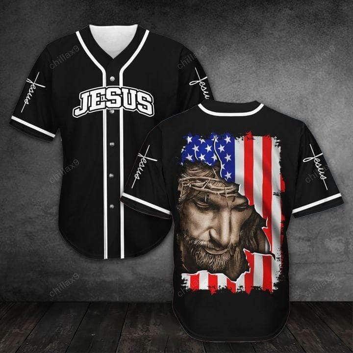 Jesus Baseball Jersey American Flag Christian Gift For Men Jesus Baseball Jersey American Flag Christian Gift For Men