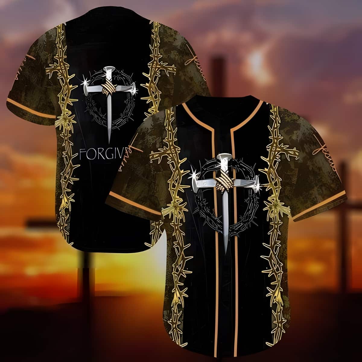 Jesus Forgiven Cross Baseball Jersey Jesus Forgiven Cross Baseball Jersey