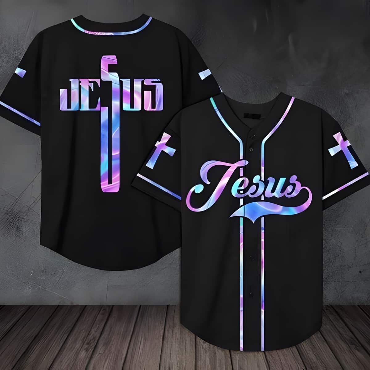 Jesus Baseball Jersey Hologram Cross Gift For Christian Friend