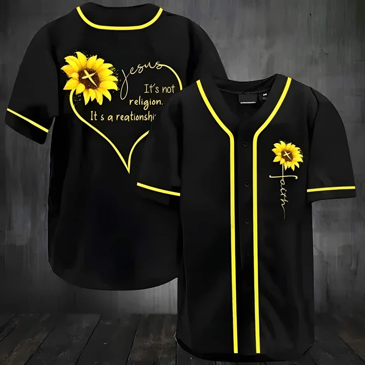 Jesus Sunflower Baseball Jersey It’s Not A Religion It’s A Relationship