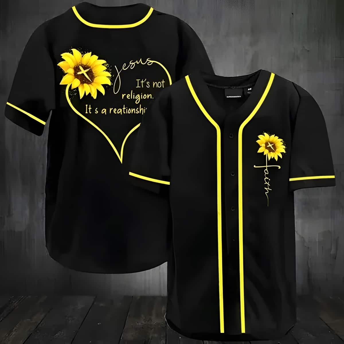 Jesus Sunflower Baseball Jersey It’s Not A Religion It’s A Relationship Jesus Sunflower Baseball Jersey It’s Not A Religion It’s A Relationship