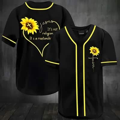 Jesus Sunflower Baseball Jersey It&rsquo;s Not A Religion It&rsquo;s A Relationship