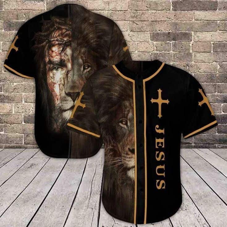 Jesus And Lion Baseball Jersey Christian Gift For Men Jesus And Lion Baseball Jersey Christian Gift For Men