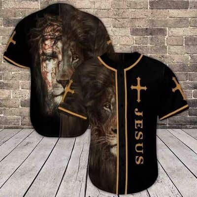 Jesus And Lion Baseball Jersey Christian Gift For Men