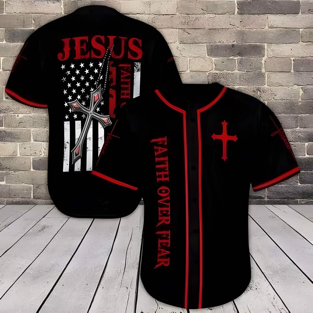 Jesus Baseball Jersey Faith Over Fear Christian Gift For Friends