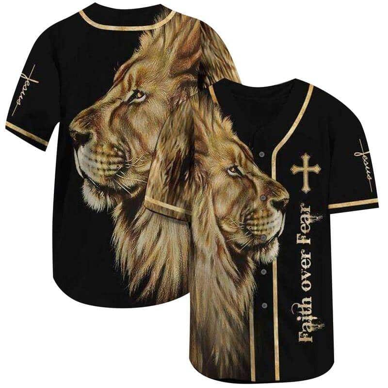 Lion King Jesus Baseball Jersey Faith Over Fear