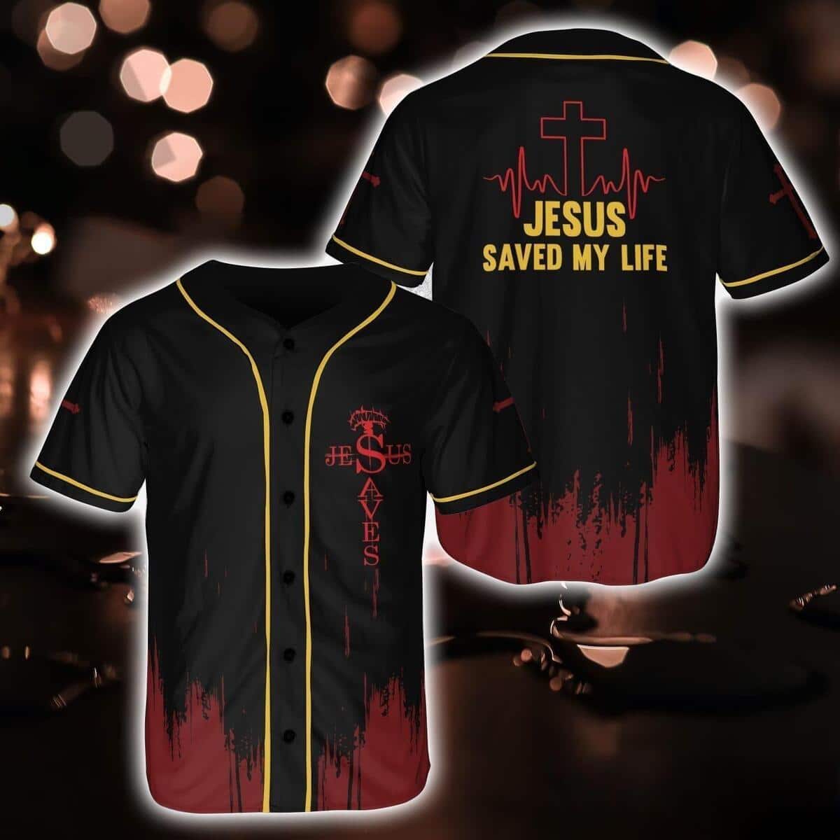 Jesus Saved My Life Baseball Jersey Jesus Saved My Life Baseball Jersey
