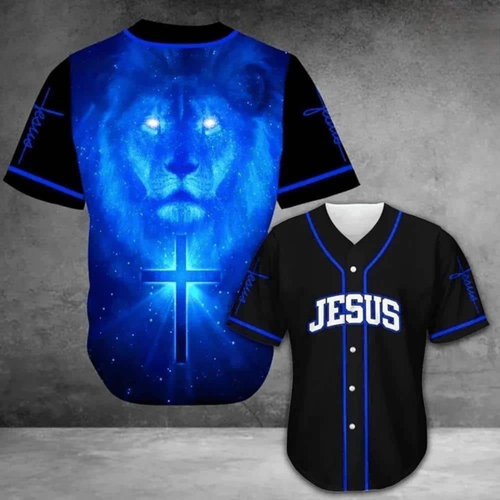 Lion King And Christian Cross Jesus Baseball Jersey