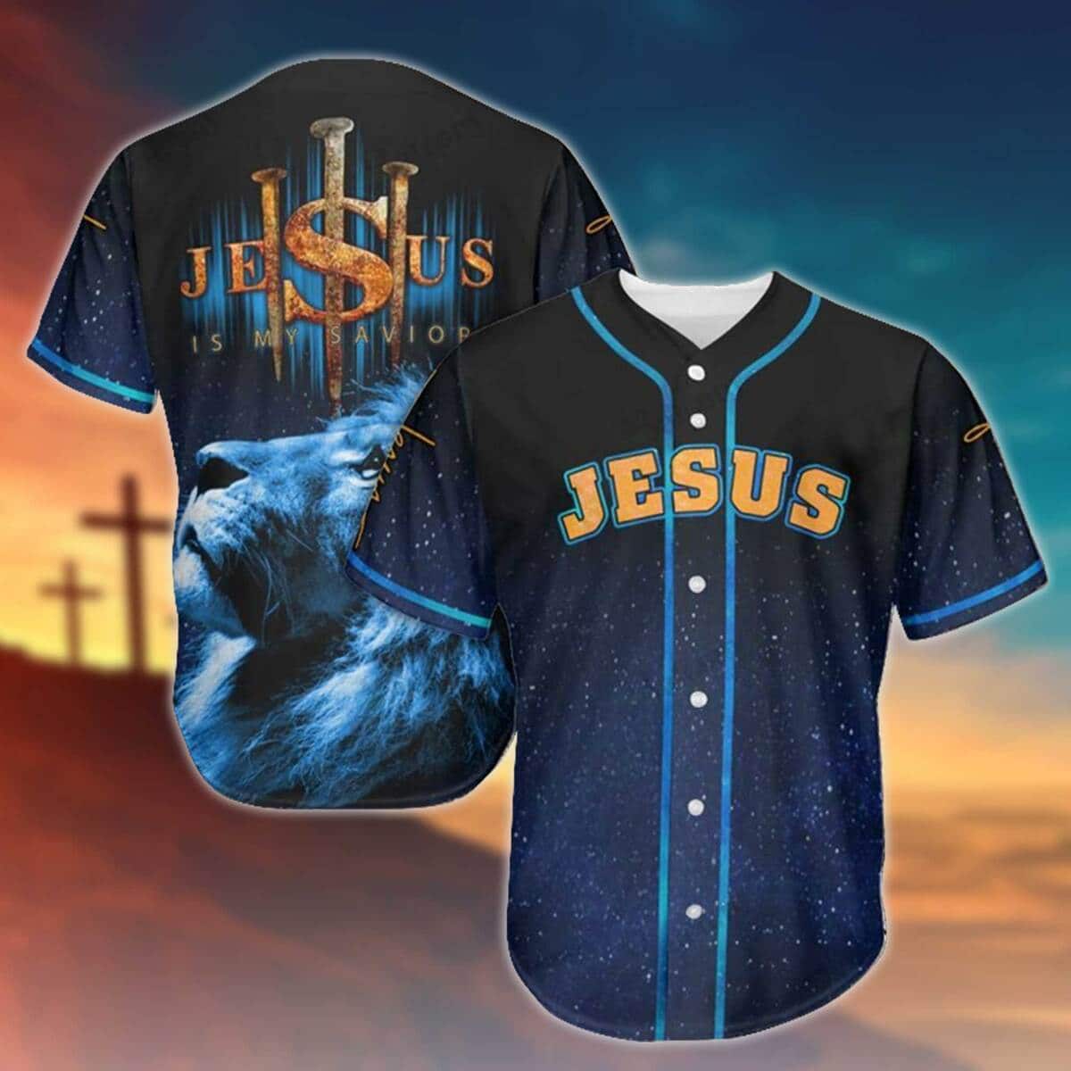 Blue Lion Jesus My Savior Baseball Jersey