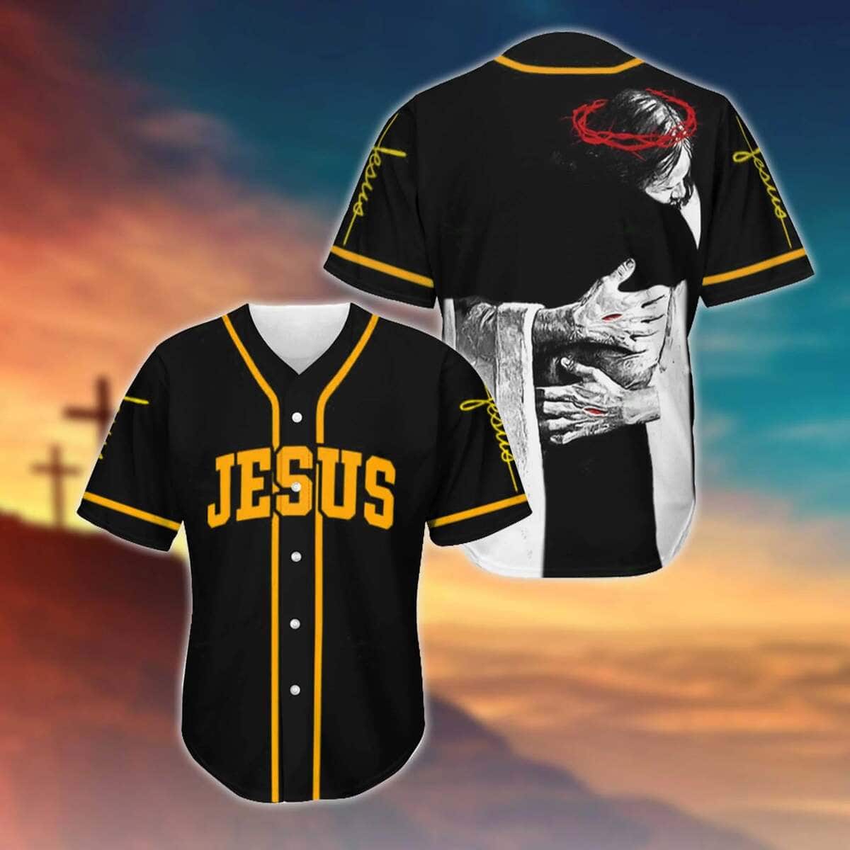 Jesus God's Hug Baseball Jersey Christian Gift For Friends