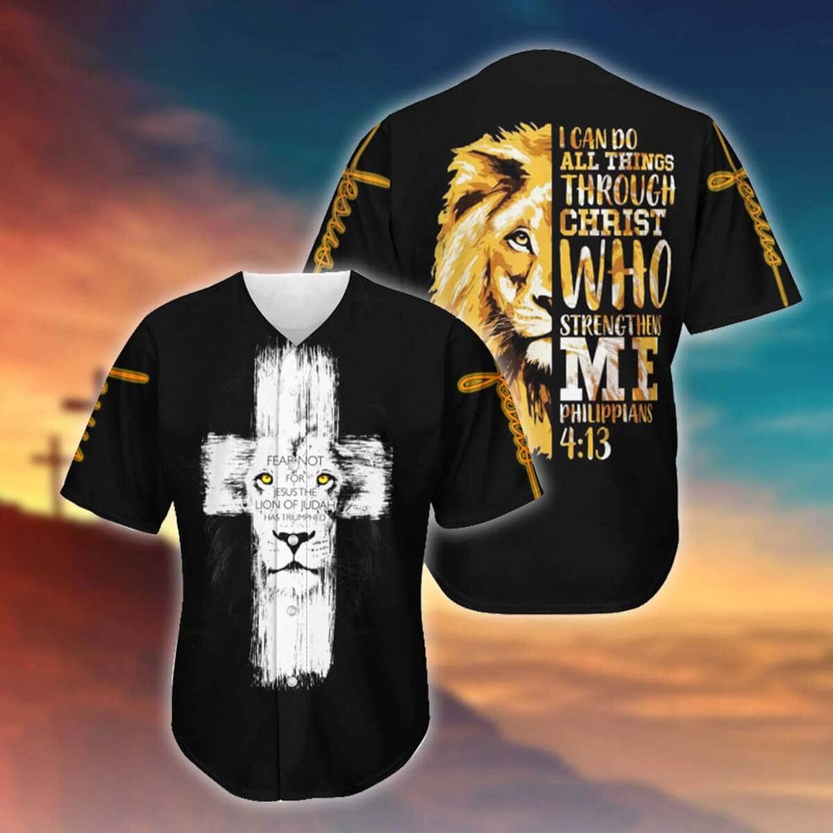 Lion I Can Do All Things Through Jesus Christ Baseball Jersey Lion I Can Do All Things Through Jesus Christ Baseball Jersey