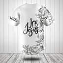 I Love Jesus Baseball Jersey Flower Pattern Best Christian Gift