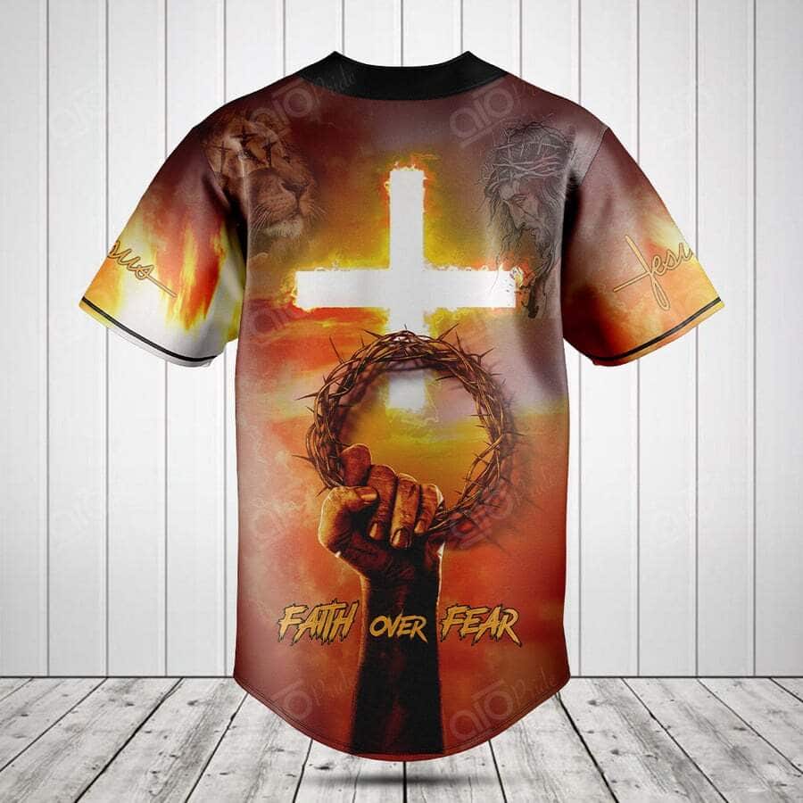 Faith Over Fear Jesus Baseball Jersey Christian Gift For Husband Faith Over Fear Jesus Baseball Jersey Christian Gift For Husband