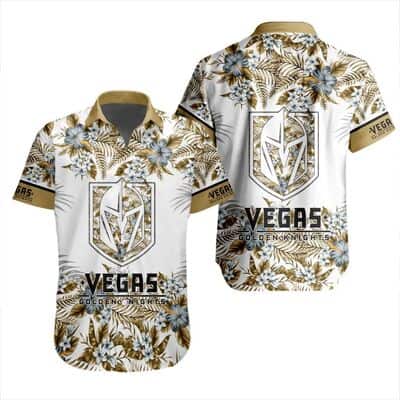 NHL Vegas Golden Knights Hawaiian Shirt Flower Pattern Hockey Fans Gift NHL Vegas Golden Knights Hawaiian Shirt Flower Pattern Hockey Fans Gift
