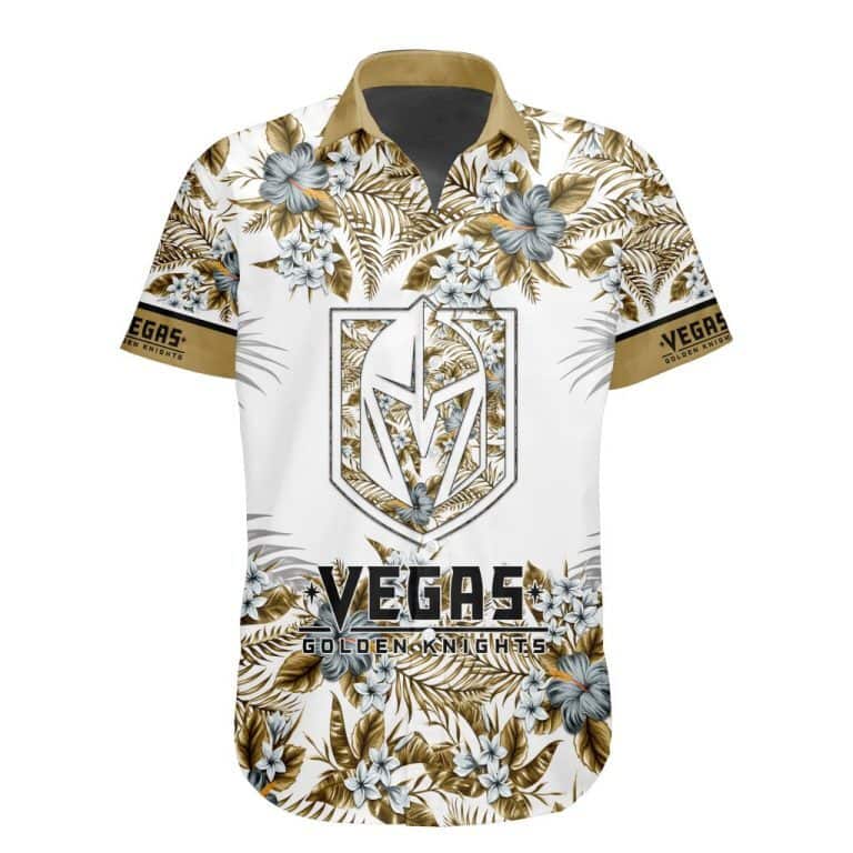 NHL Vegas Golden Knights Hawaiian Shirt Flower Pattern Hockey Fans Gift NHL Vegas Golden Knights Hawaiian Shirt Flower Pattern Hockey Fans Gift