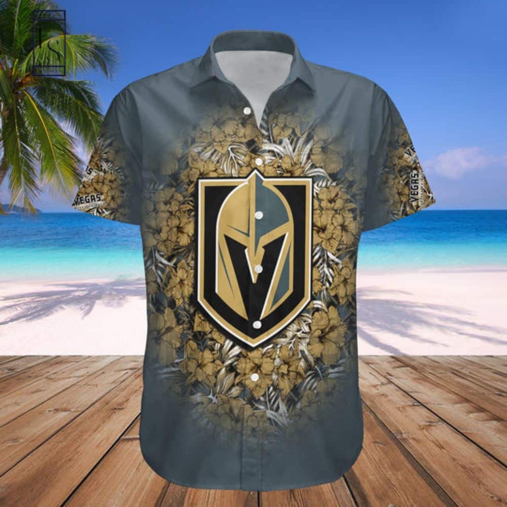 NHL Vegas Golden Knights Hawaiian Shirt Hibiscus Pattern NHL Vegas Golden Knights Hawaiian Shirt Hibiscus Pattern