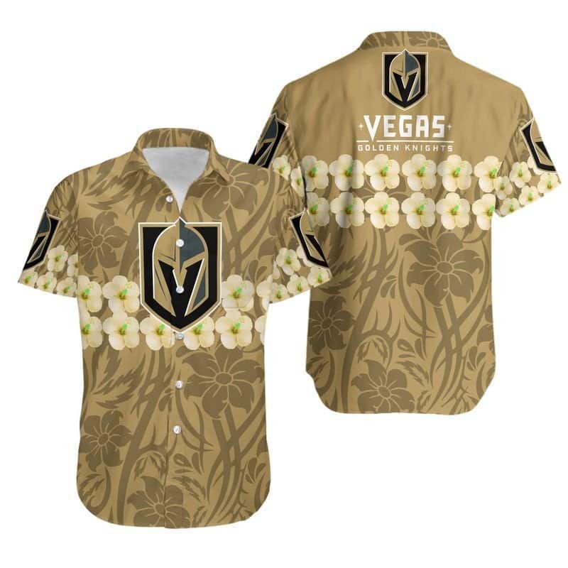 NHL Vegas Golden Knights Hawaiian Shirt Flower Pattern Beach Gift For Dad NHL Vegas Golden Knights Hawaiian Shirt Flower Pattern Beach Gift For Dad