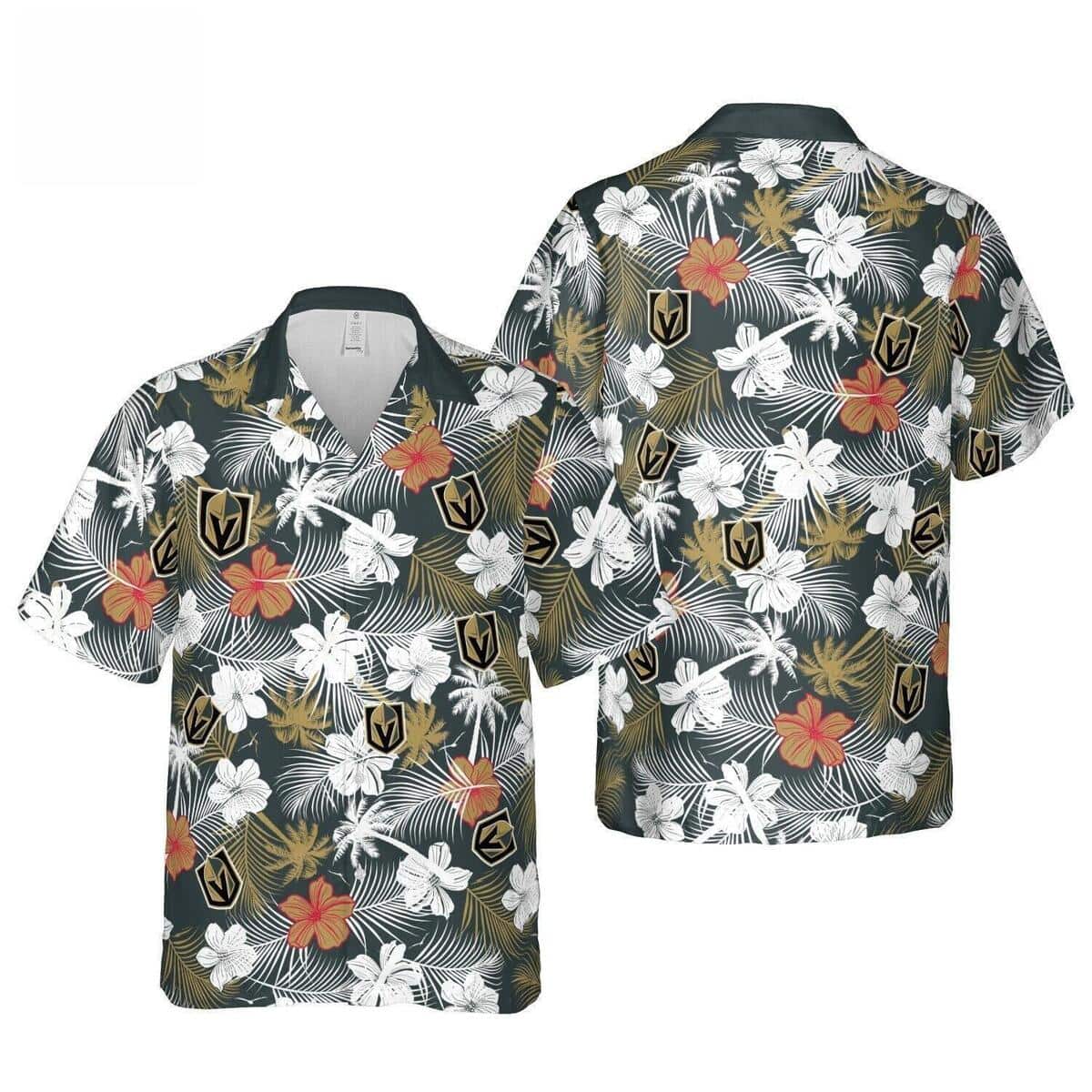 Aloha NHL Vegas Golden Knights Hawaiian Shirt Tropical Flower Pattern Aloha NHL Vegas Golden Knights Hawaiian Shirt Tropical Flower Pattern