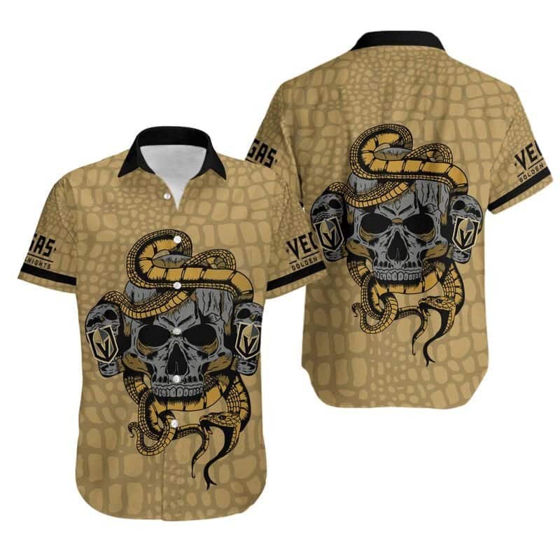 Aloha NHL Vegas Golden Knights Hawaiian Shirt Snake And Skull Aloha NHL Vegas Golden Knights Hawaiian Shirt Snake And Skull