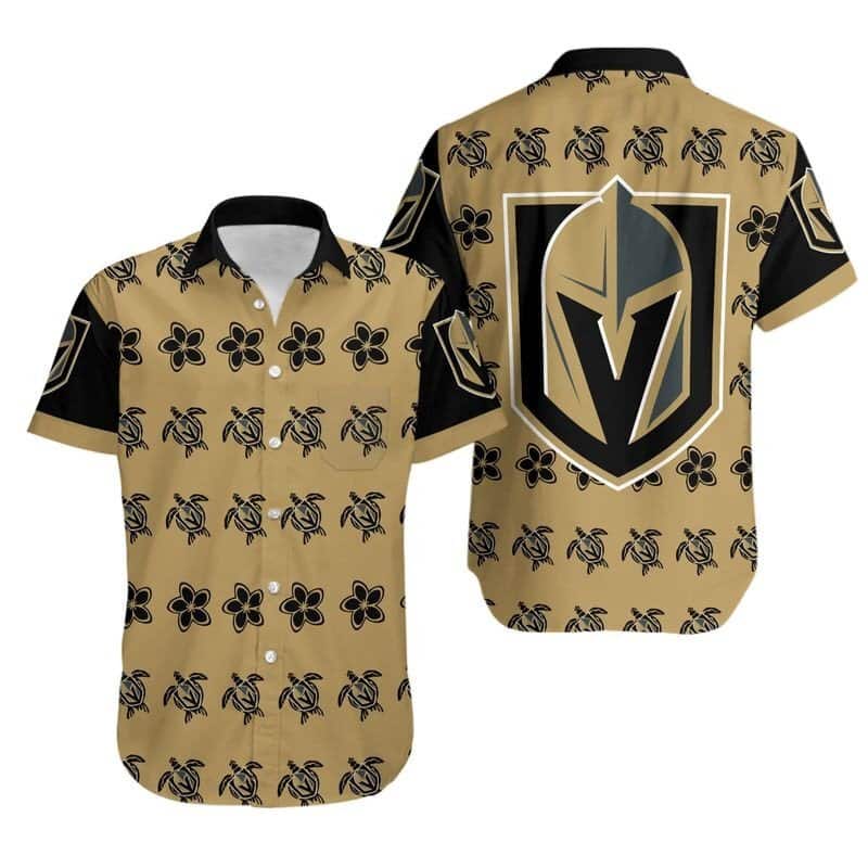 Aloha NHL Vegas Golden Knights Hawaiian Shirt Turtle And Flower Pattern Aloha NHL Vegas Golden Knights Hawaiian Shirt Turtle And Flower Pattern