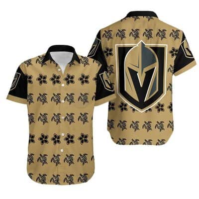 Aloha NHL Vegas Golden Knights Hawaiian Shirt Turtle And Flower Pattern