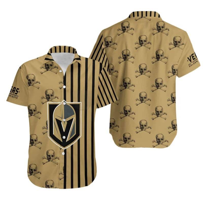 Aloha NHL Vegas Golden Knights Hawaiian Shirt Stripe And Skull Aloha NHL Vegas Golden Knights Hawaiian Shirt Stripe And Skull