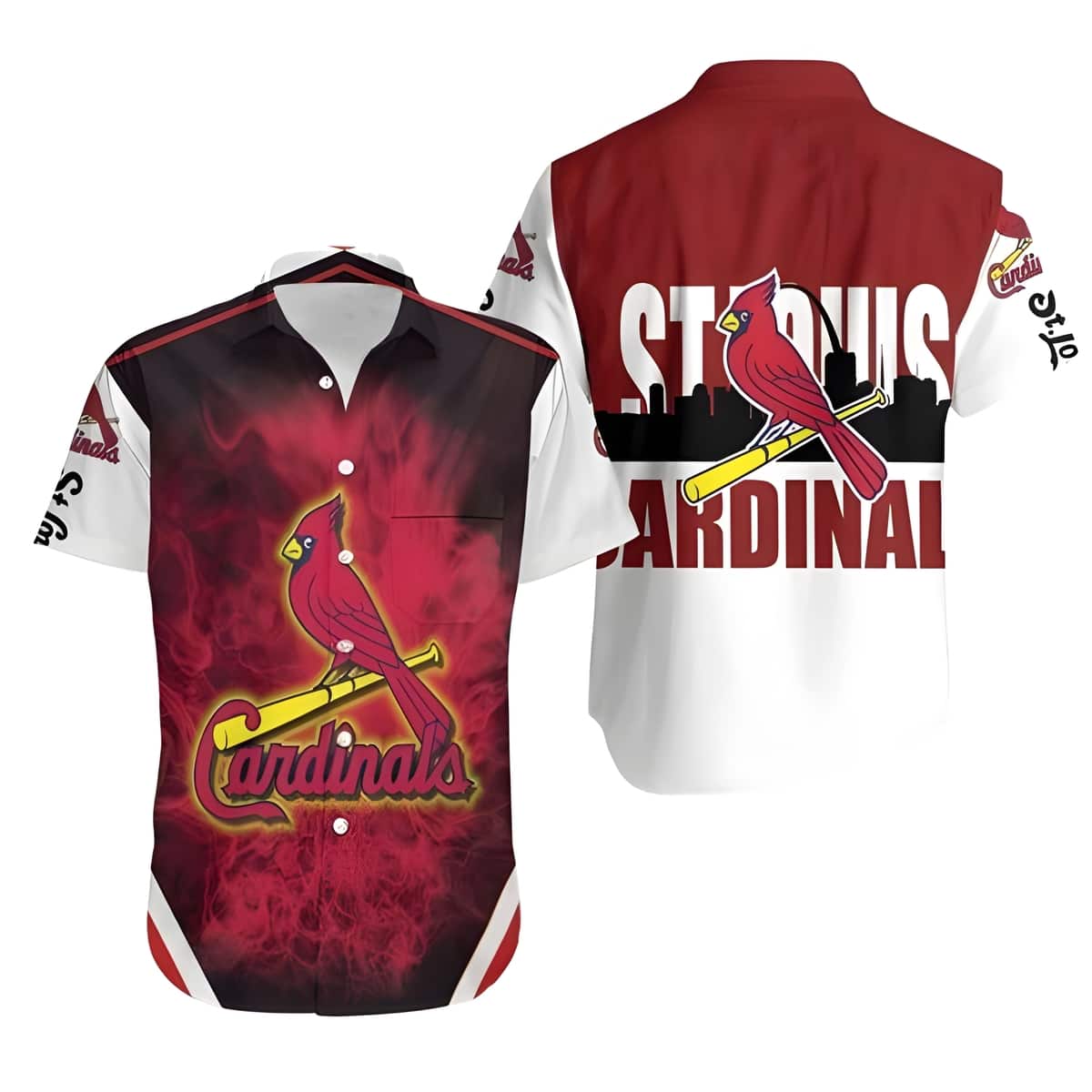 Aloha MLB St. Louis Cardinals Hawaiian Shirt Red Smoke Pattern Baseball Fans Gift Aloha MLB St. Louis Cardinals Hawaiian Shirt Red Smoke Pattern Baseball Fans Gift