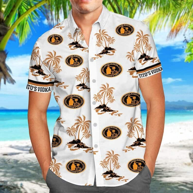 White Aloha Tito's Vodka Hawaiian Shirt Island Pattern Trendy Summer Gift