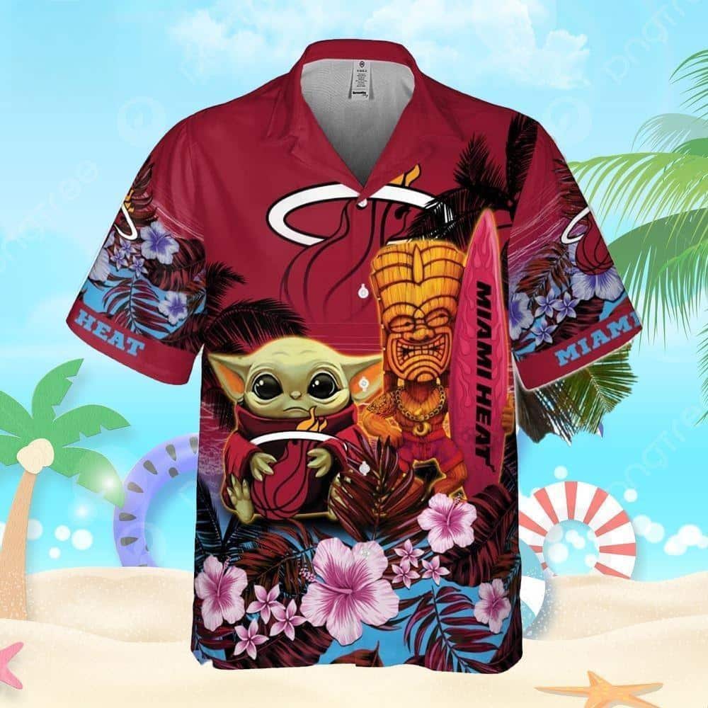 Baby Yoda Loves Miami Heat Hawaiian Shirt Gift For Basketball Fans Baby Yoda Loves Miami Heat Hawaiian Shirt Gift For Basketball Fans