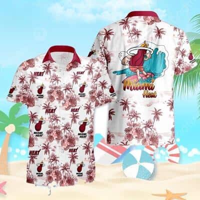 NBA Miami Heat Hawaiian Shirt Tropical Flower Pattern Beach Gift NBA Miami Heat Hawaiian Shirt Tropical Flower Pattern Beach Gift