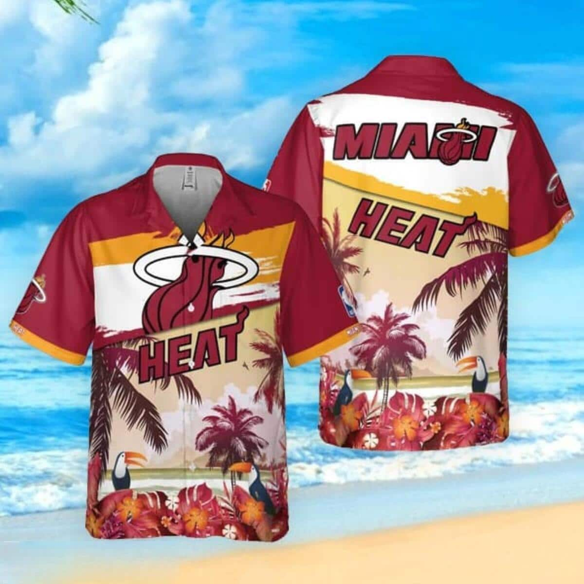 Summer Aloha Miami Heat Hawaiian Shirt Beach Pattern Gift For NBA Fans